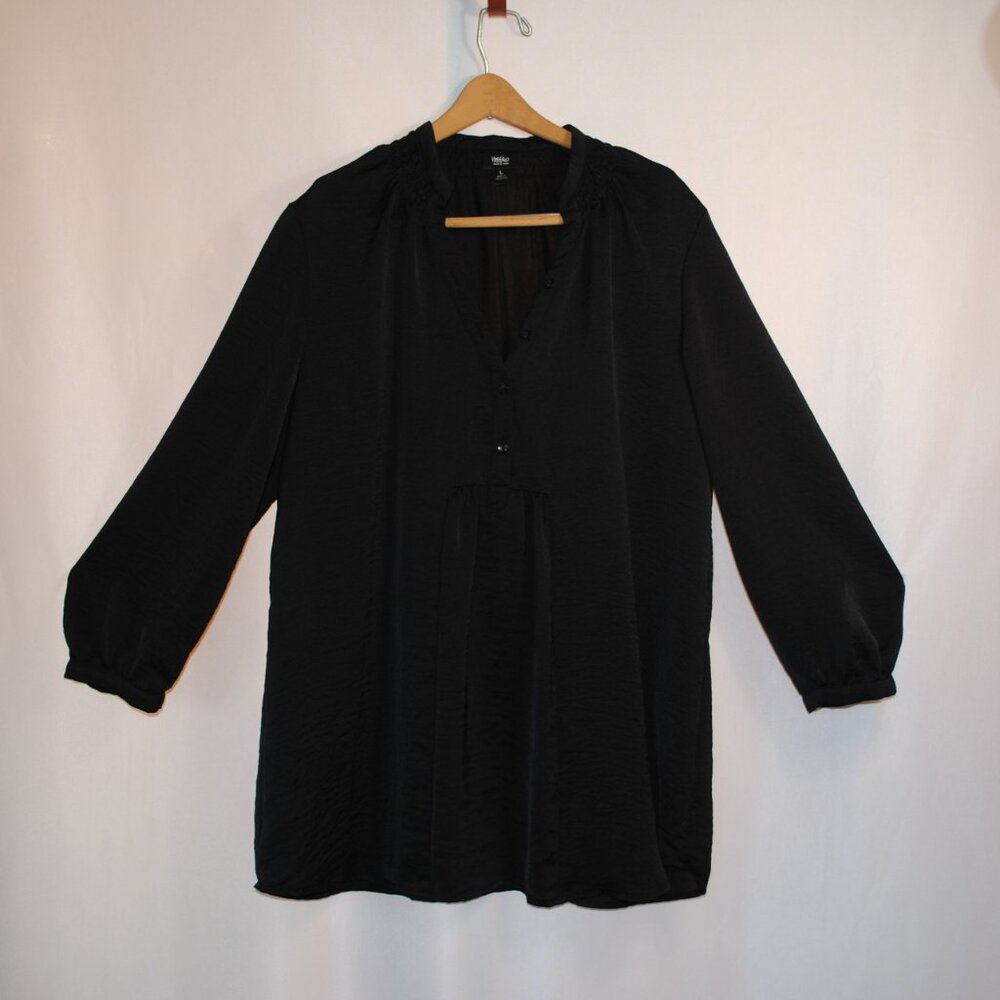 Women's 3/4 Sleeve Black Krinkle Fabric Mossimo Supply Co. (L)